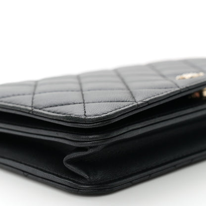 Chanel Iridescent Lambskin Quilted Pearl Wallet On Chain WOC Black 10 of 11