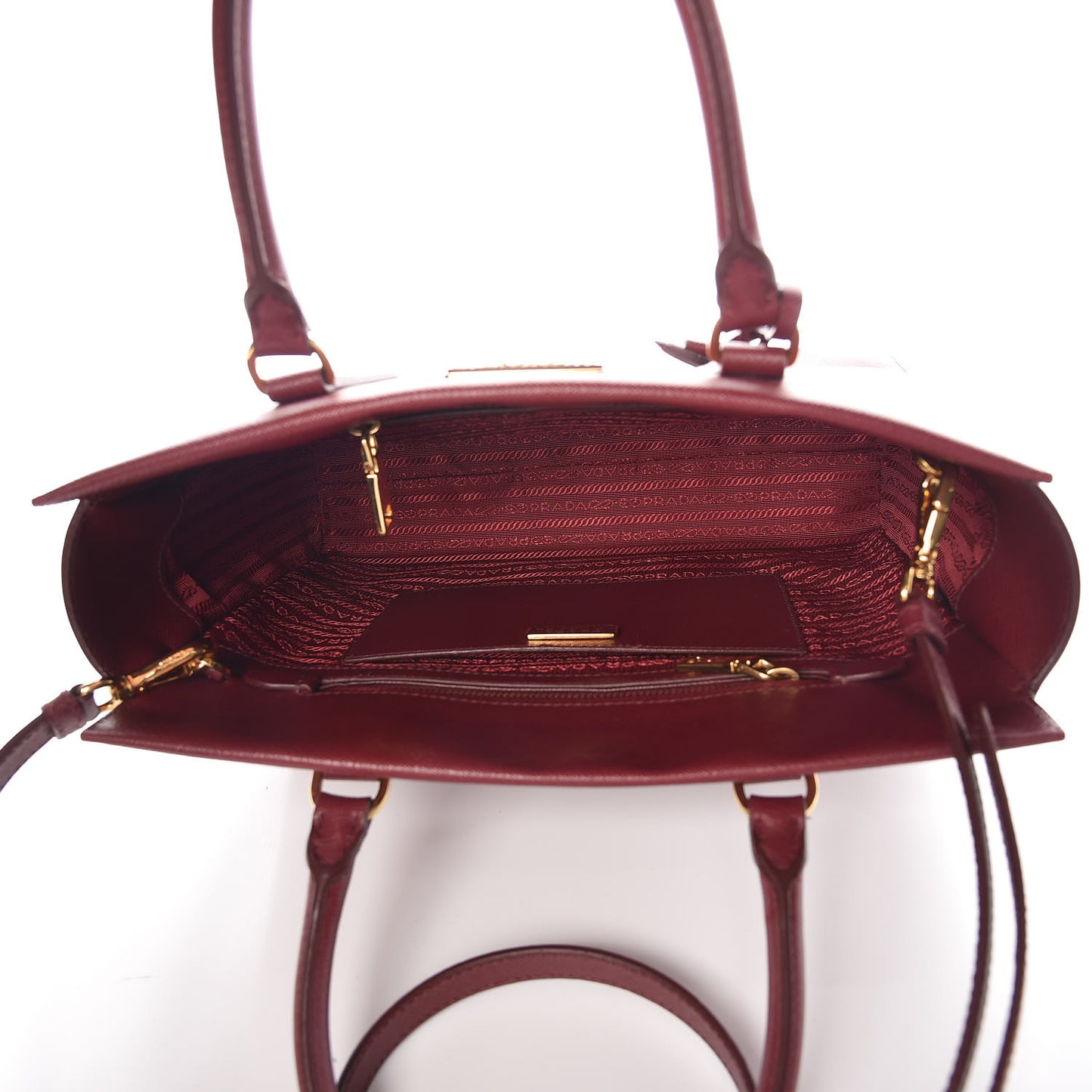Saffiano Lux Double Handle Shopping Tote Cerise