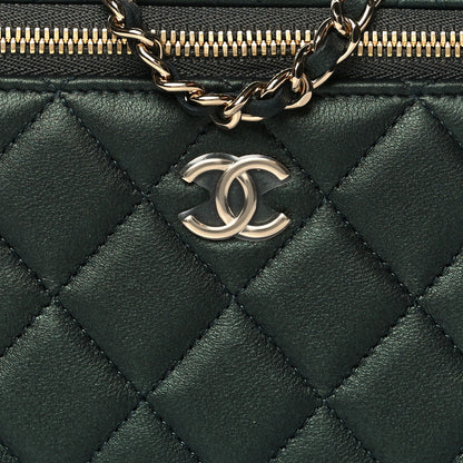 Chanel Iridescent Lambskin Quilted Small Top Handle Vanity Case With Chain Dark Green 8 of 11