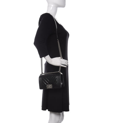 Chanel Caviar Chevron Quilted Small Boy Flap Black 2 of 9