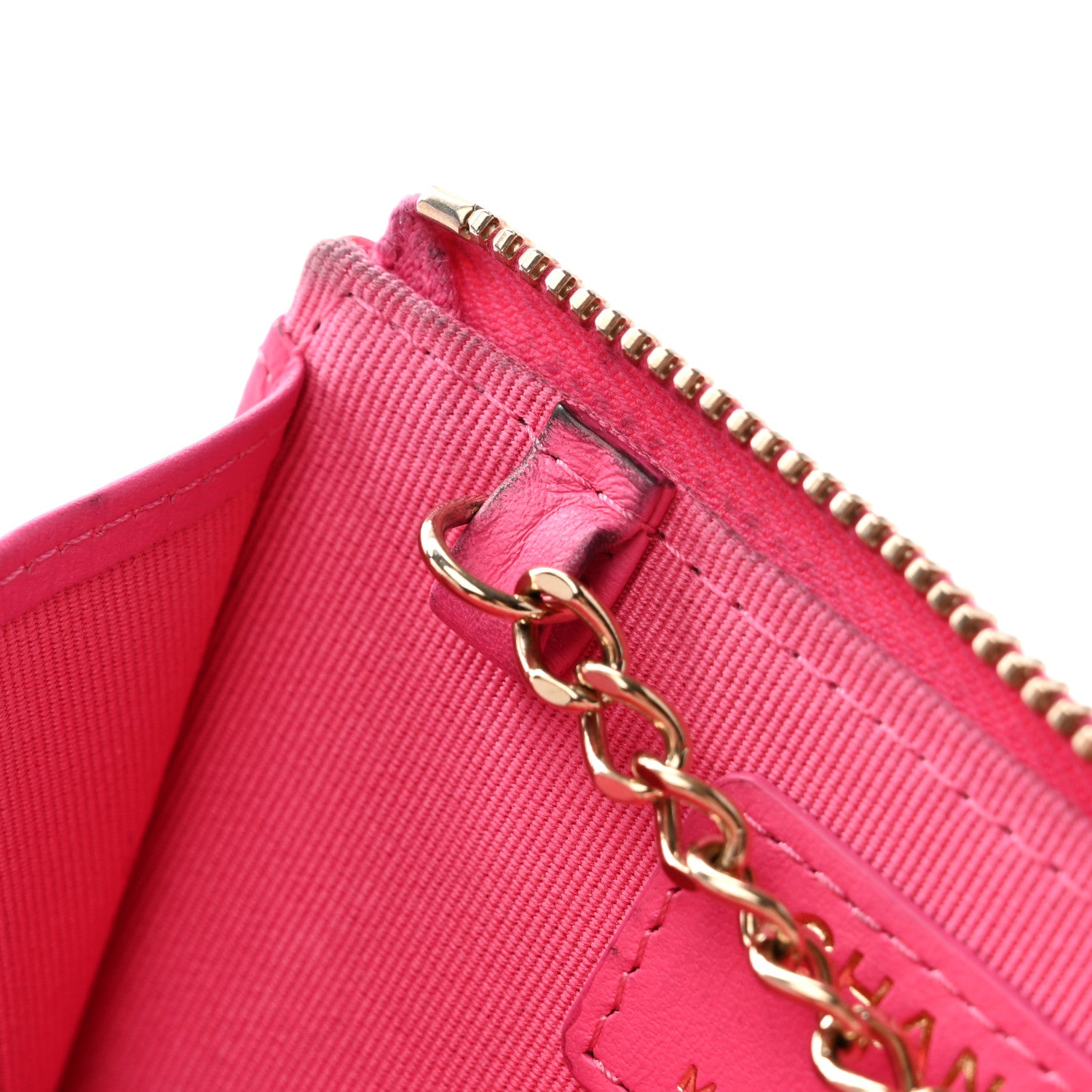 Chanel Caviar Quilted Zipped Key Holder Case Pink 8 of 12
