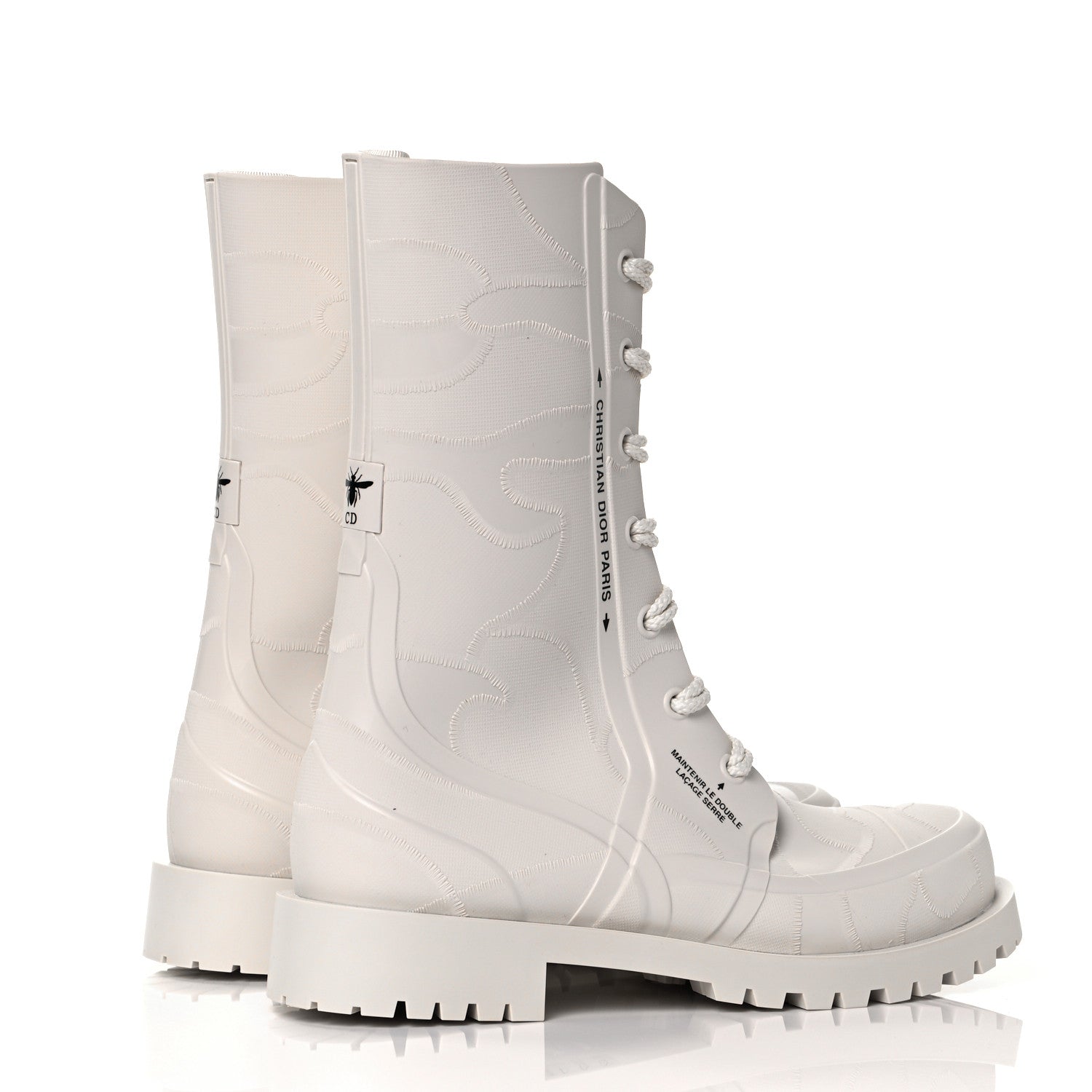 Christian Dior Rubber Camouflage Diorcamp 15mm Tall Boots 39 Off White 4 of 8