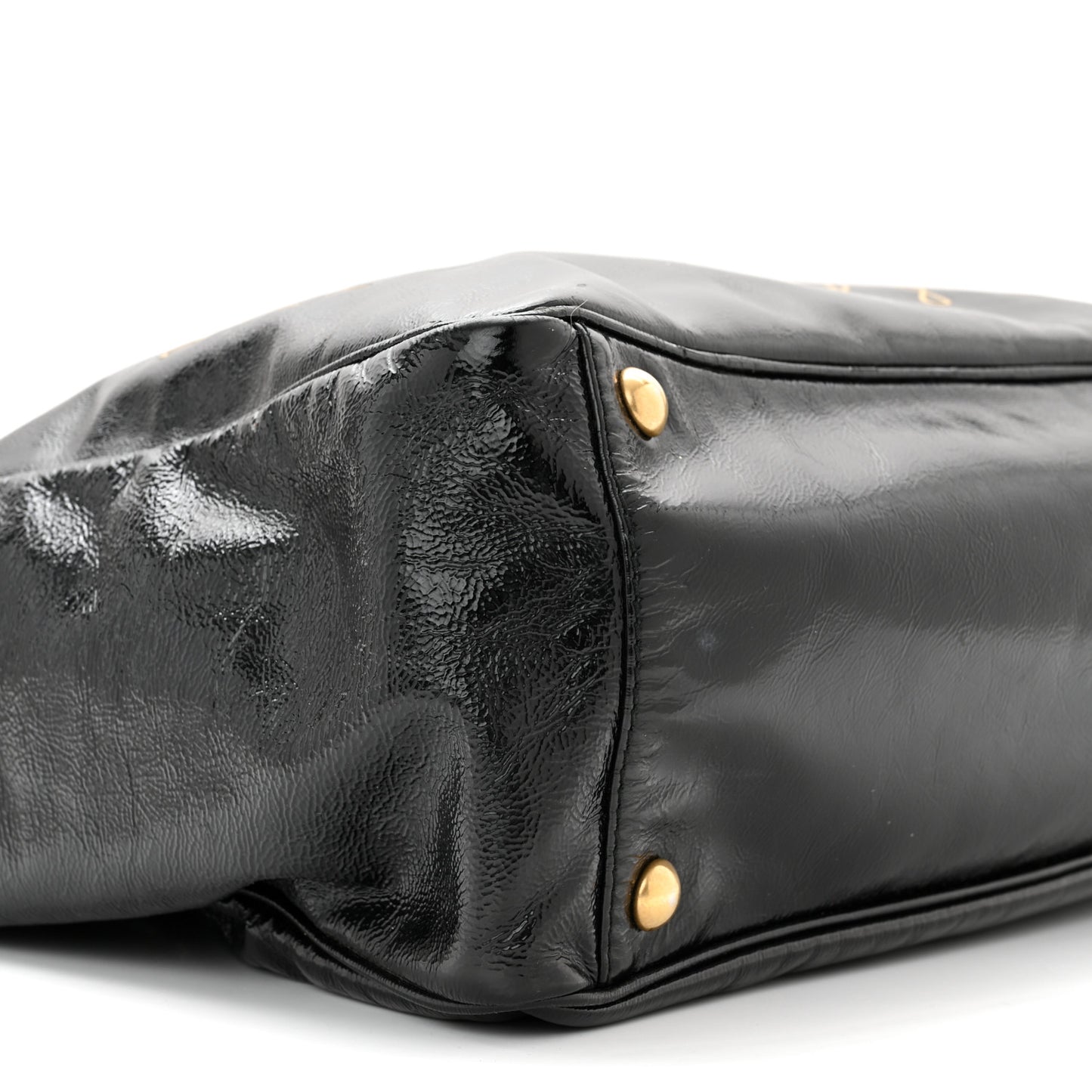 Textured Patent Small Y-Mail Tote Black