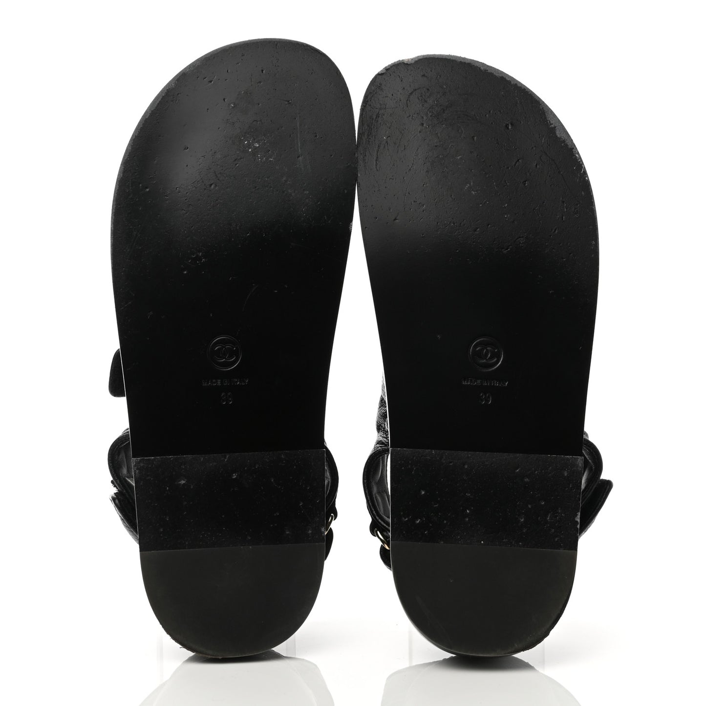 Grained Calfskin Velcro Dad Sandals 39 Black