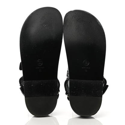 Chanel Grained Calfskin Velcro Dad Sandals 39 Black 5 of 10