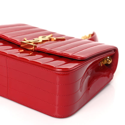 Saint Laurent Patent Matelasse Monogram Large Vicky Chain Bag Rouge Eros 8 of 8