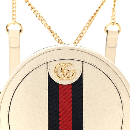 Gucci Textured Calfskin Web Mini Ophidia Round Backpack Mystic White 8 of 10