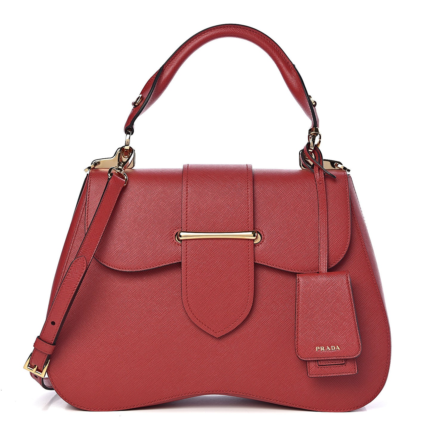 Saffiano Lux Large Sidione Top Handle Bag Fuoco