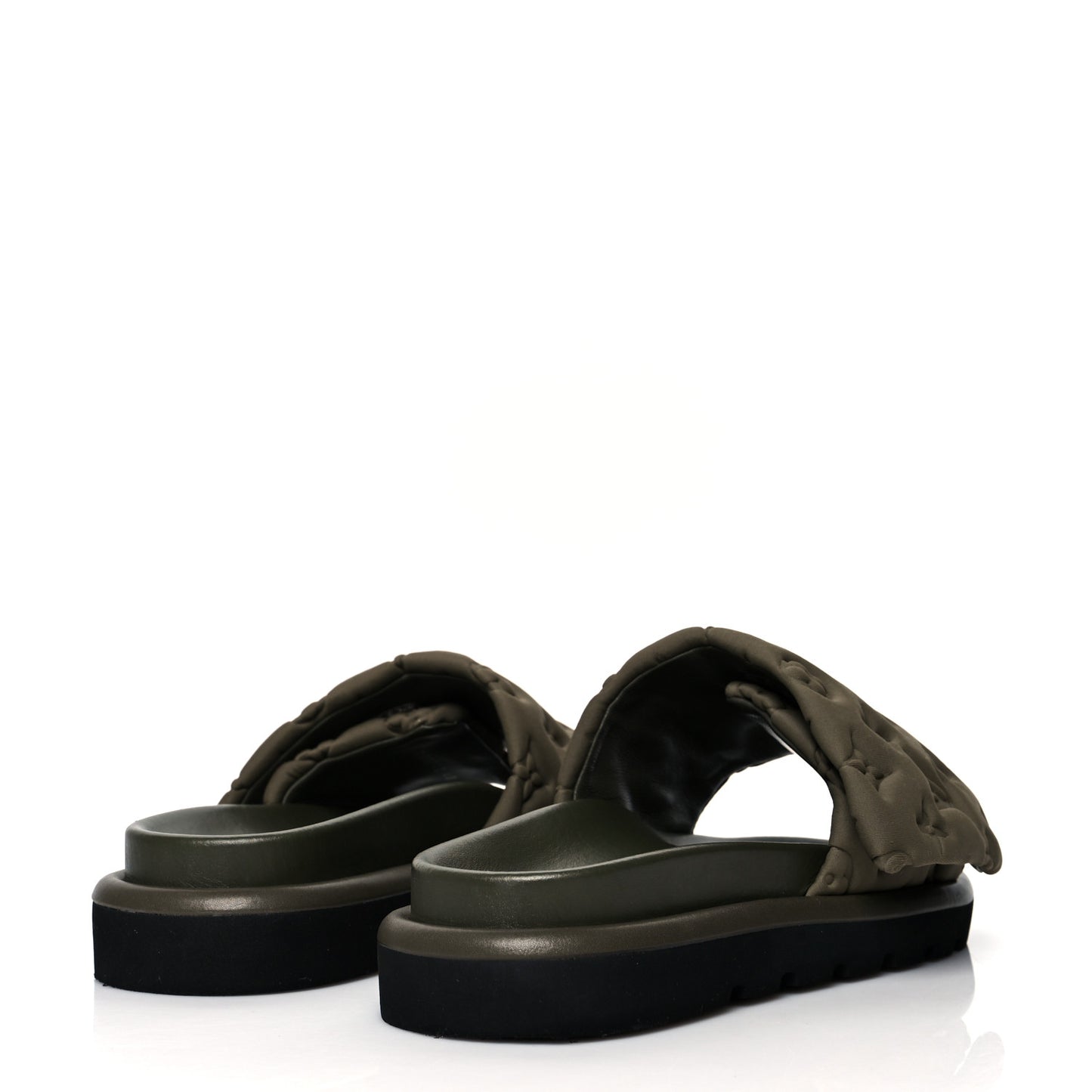 Technical Fabric Embossed Monogram Pool Pillow Comfort Mules 40 Khaki