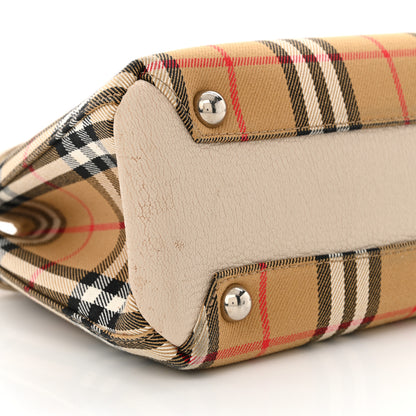 Burberry Goatskin Vintage Check Small Banner Tote Limestone 10 of 13