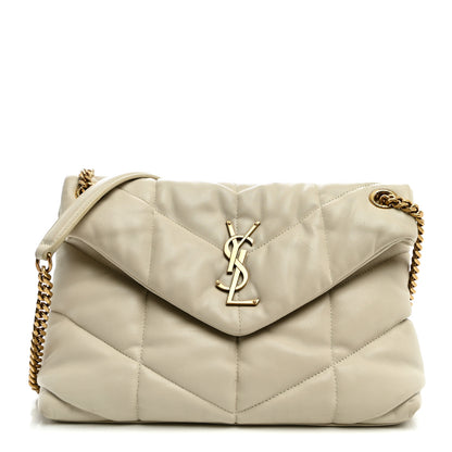 Saint Laurent Lambskin Quilted Small Loulou Puffer Monogram Chain Satchel Crema Soft 1 of 13