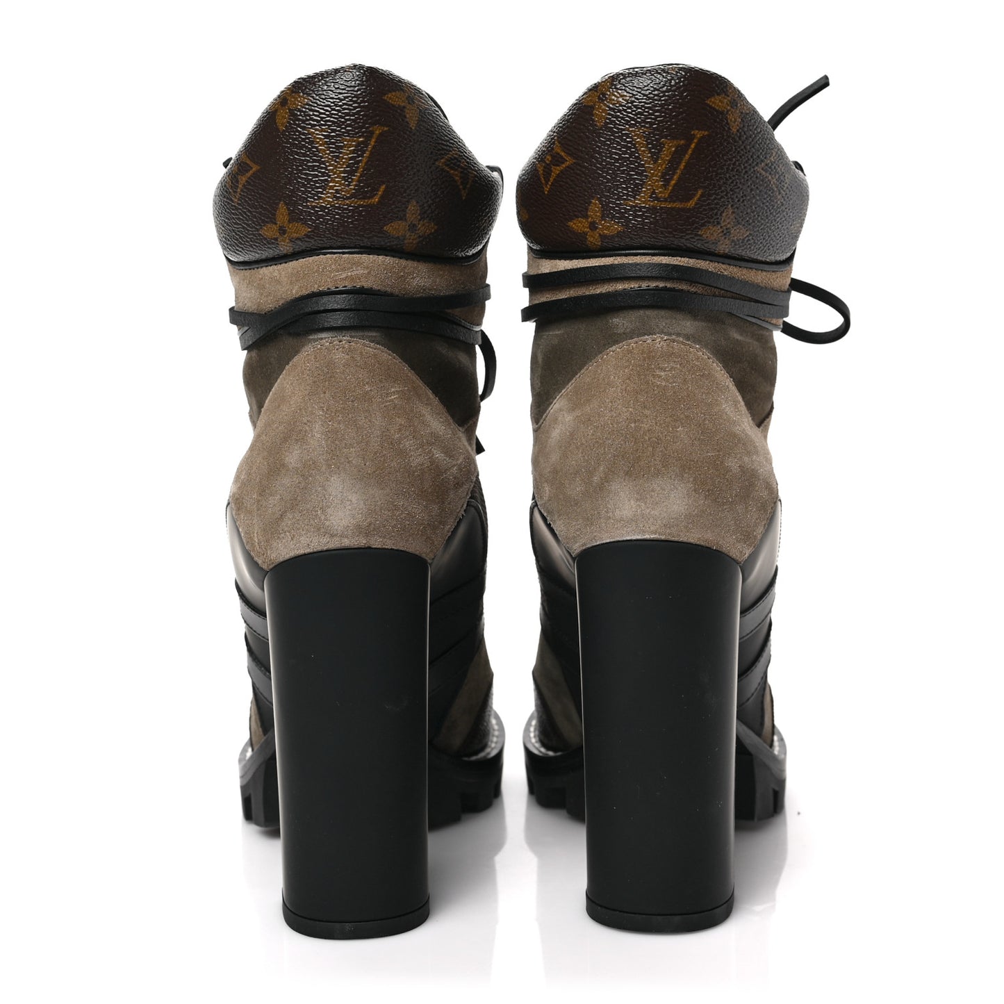 Suede Calfskin Monogram Star Trail Ankle Boots 40 Khaki