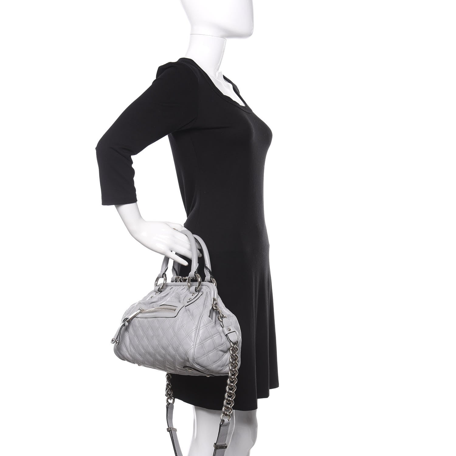 Marc Jacobs Calfskin Quilted Stam Light Gray 3 of 9
