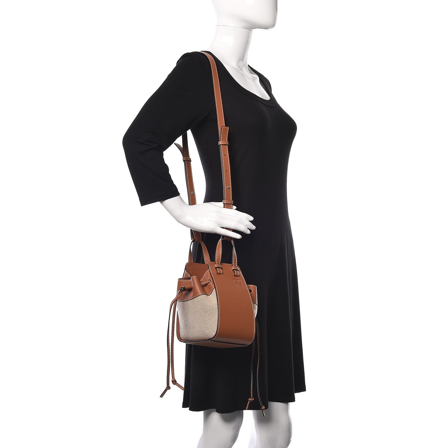 Loewe Calfskin Canvas Mini Hammock Shoulder Bag Natural Tan 2 of 8