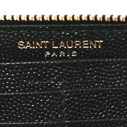 Saint Laurent Grain De Poudre Matelasse Chevron Monogram Zip Around Wallet Black 6 of 9