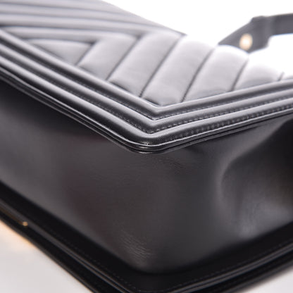Chanel Lambskin Chevron Medium Boy Flap Black 10 of 12