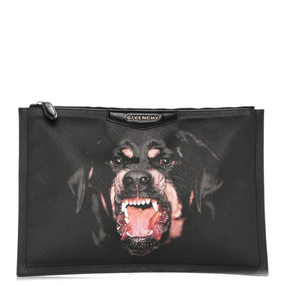 Givenchy Textured Coated Canvas Rottweiler Print Large Cosmetic Pouch Black 1 of 6