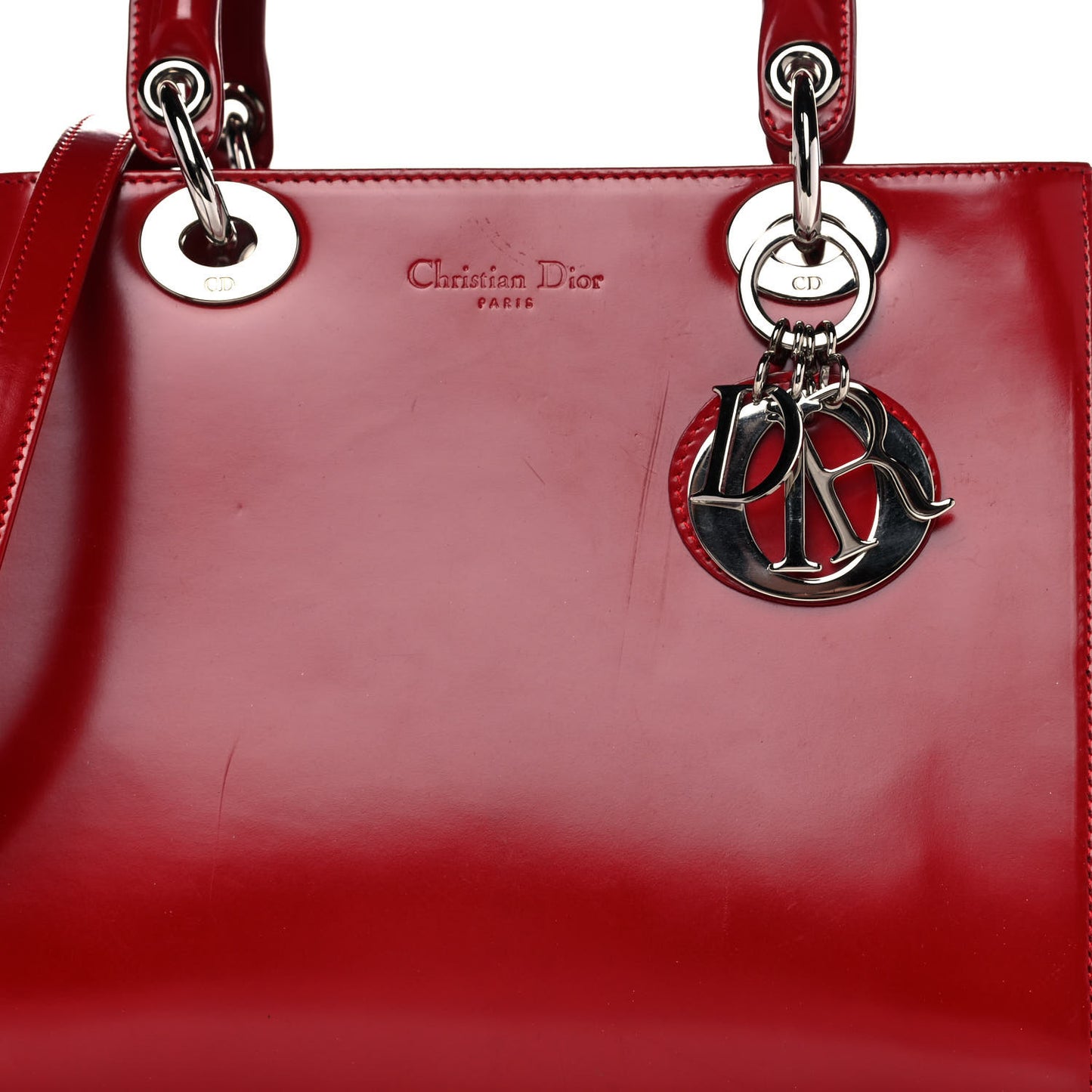 Glazed Calfskin Medium Lady Dior Red