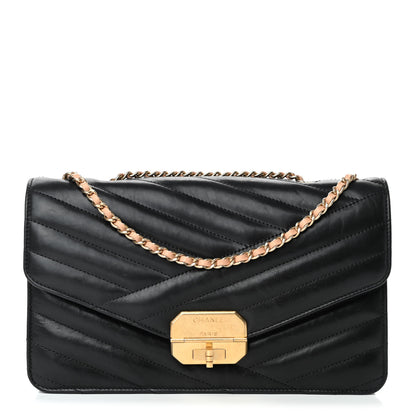 Chanel Calfskin Chevron Quilted Gabrielle Flap Black 1 of 4