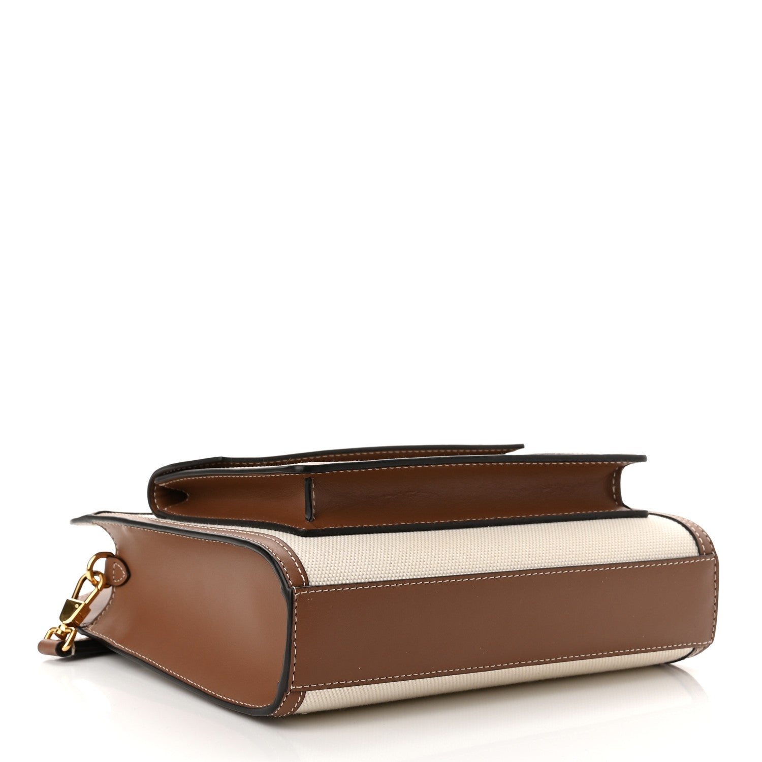 Burberry Canvas Smooth Calfskin Two Tone Mini Pocket Bag Natural Malt Brown 4 of 9