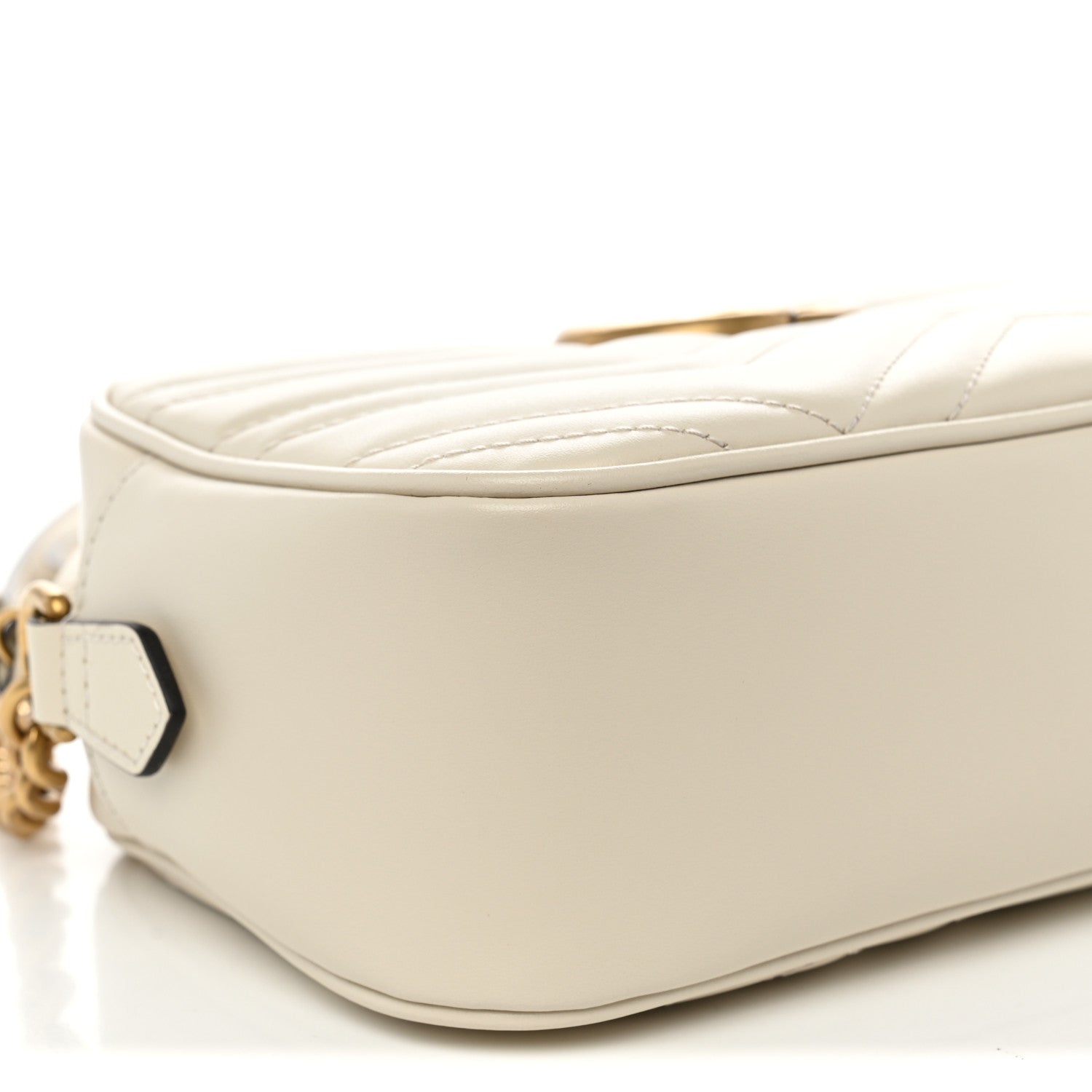 Gucci Calfskin Matelasse Small GG Marmont Chain Shoulder Bag  White 9 of 11