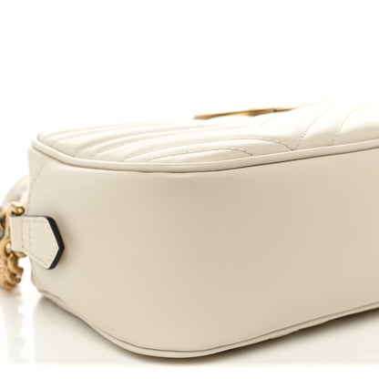 Gucci Calfskin Matelasse Small GG Marmont Chain Shoulder Bag  White 9 of 11