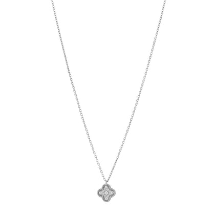 Van Cleef & Arpels 18K White Gold Diamond Sweet Alhambra Pendant Necklace 1 of 6