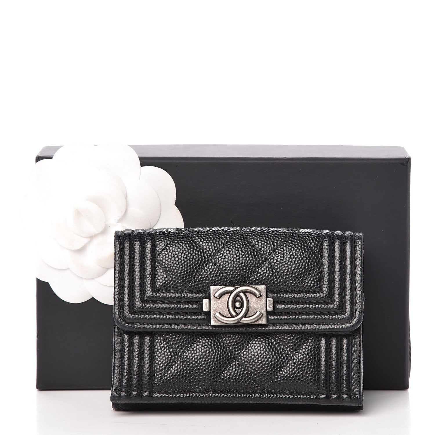Chanel Caviar Quilted Small Boy Flap Wallet Black 12 of 12