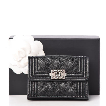 Chanel Caviar Quilted Small Boy Flap Wallet Black 12 of 12