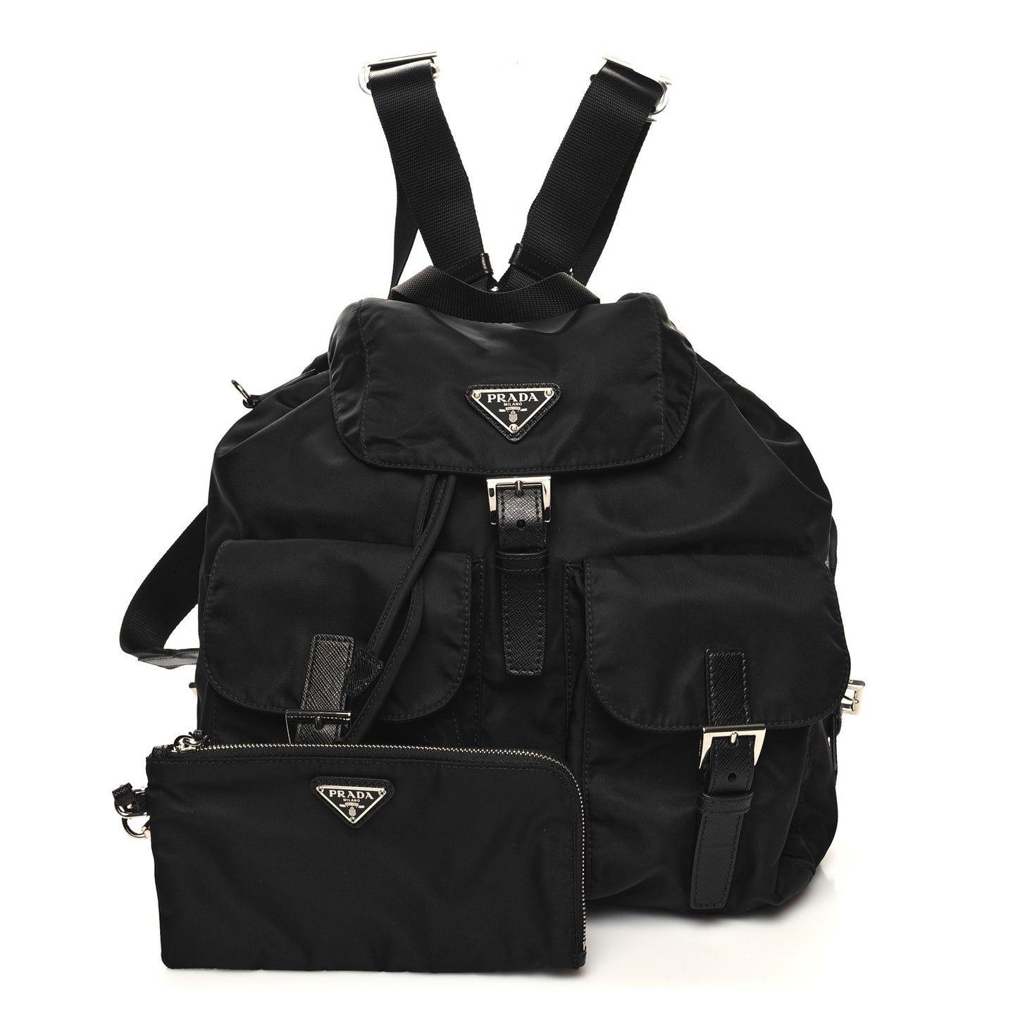 Re-Nylon Saffiano Medium Backpack Black