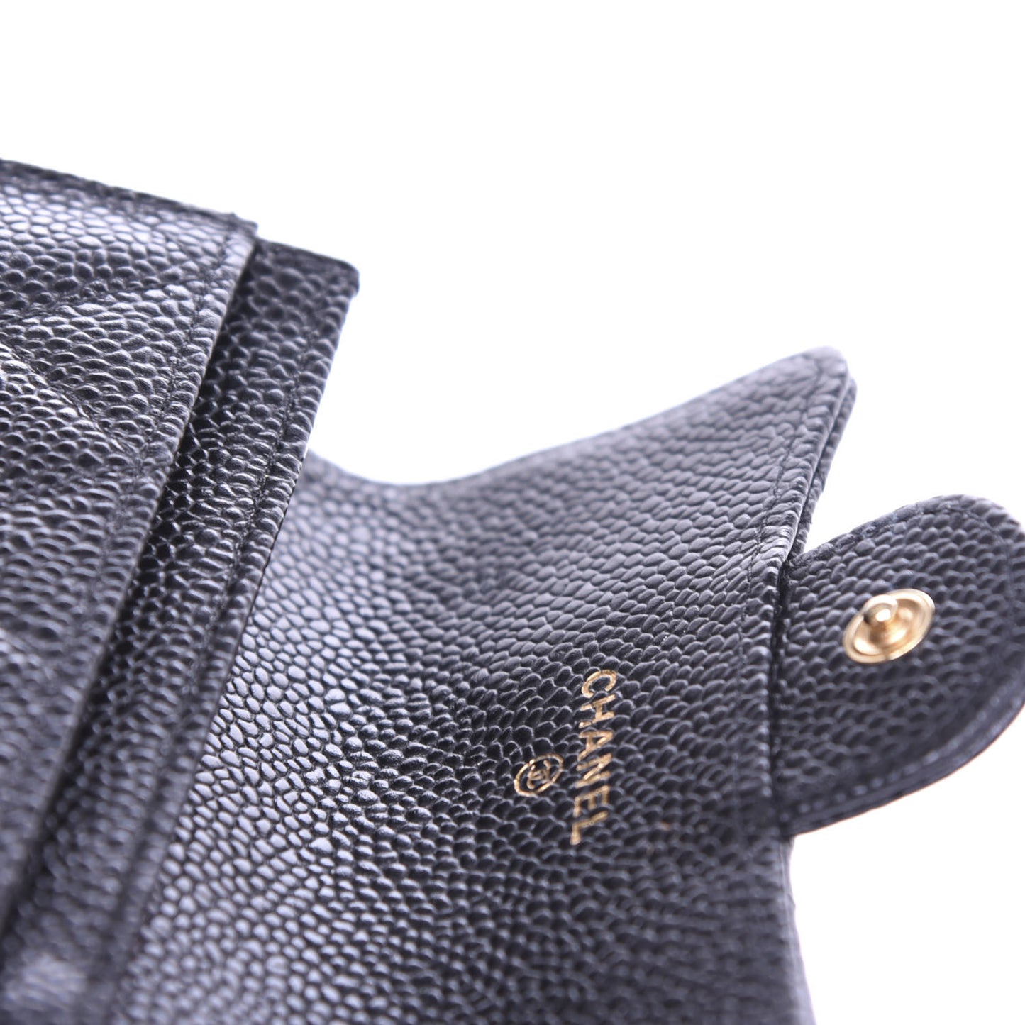 Caviar Quilted Flap Card Holder Black