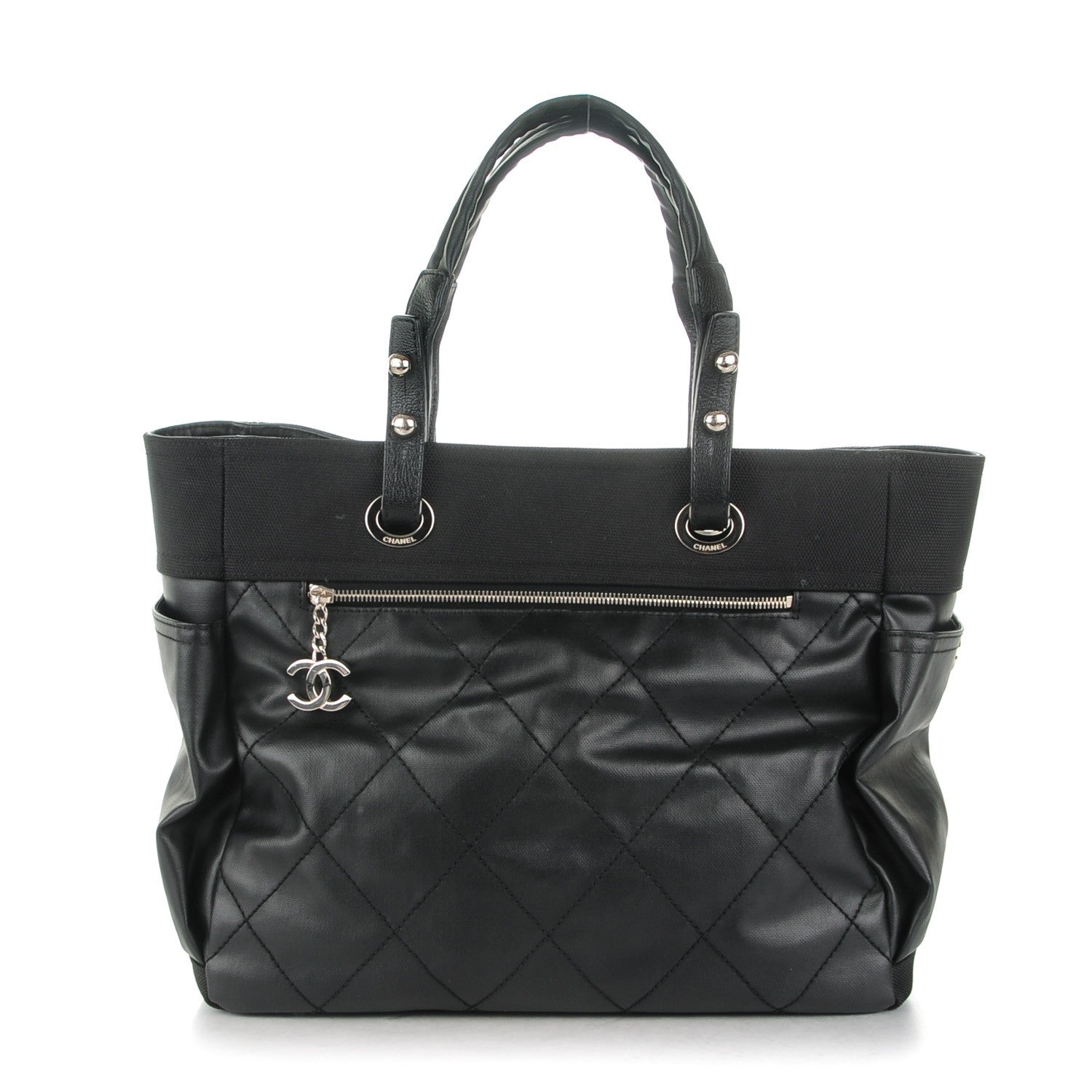 Chanel Coated Canvas Large Paris Biarritz Tote Black 1 of 10