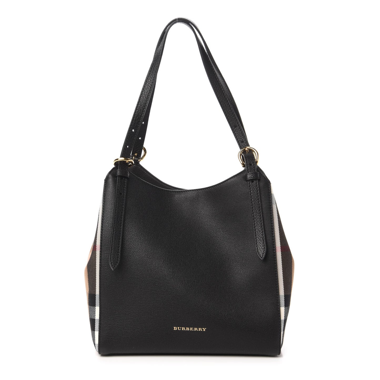Grainy Calfskin House Check Small Canterbury Black