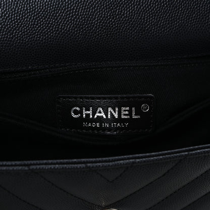 Chanel Caviar Chevron Quilted Mini Coco Handle Flap Dark Grey 6 of 10