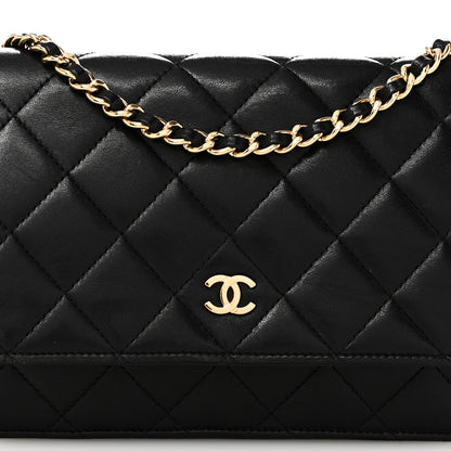 Chanel Lambskin Quilted Wallet On Chain WOC Black 9 of 11