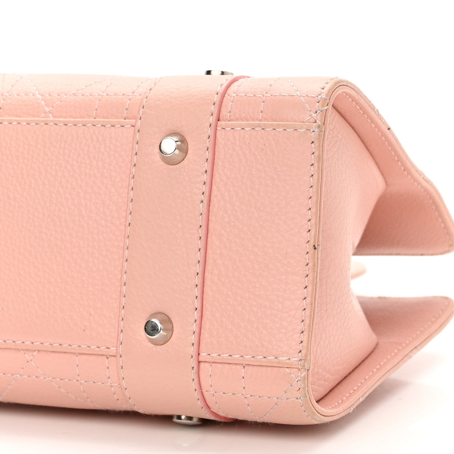 Calfskin Cannage Stitched Small East West Lady Dior Rose Clair