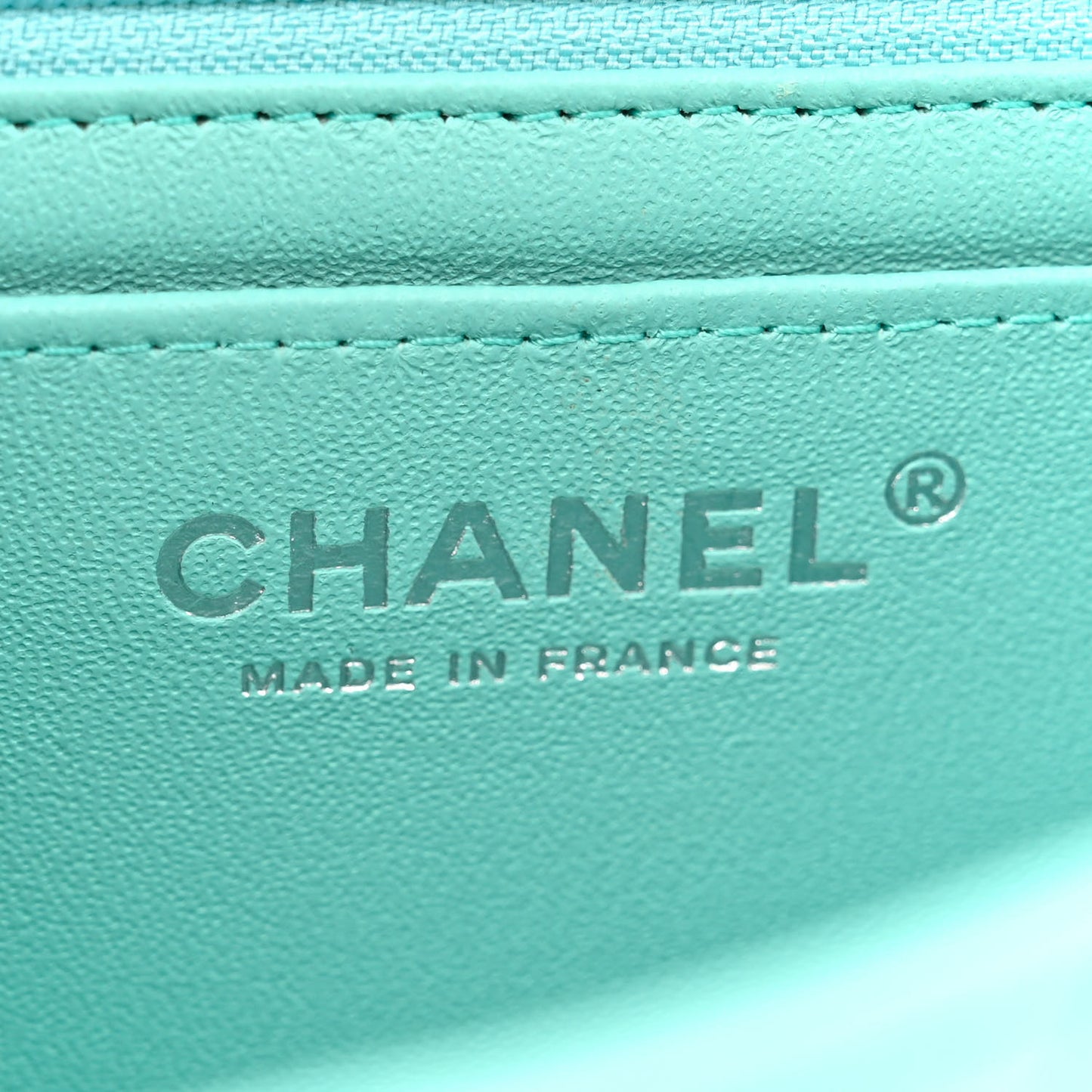 Lambskin Quilted Mini Rectangular Flap Light Blue