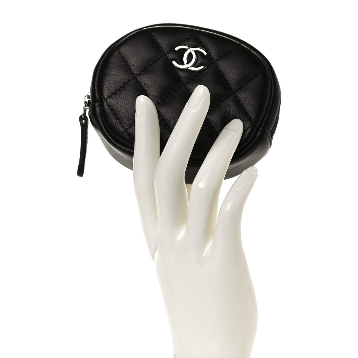 Lambskin Quilted Zip Around Classic Coin Purse Black