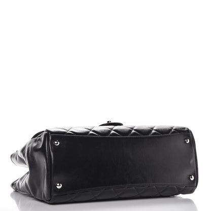 Chanel Glazed Calfskin Quilted Small CC Delivery Tote Black 12 of 17
