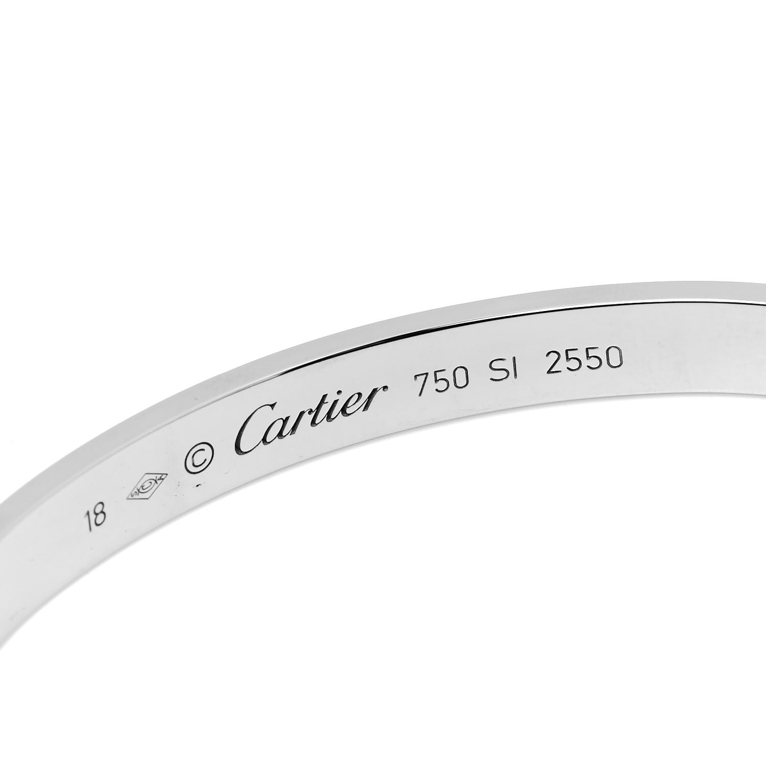Cartier 18K White Gold LOVE Cuff Bracelet 18 4 of 5