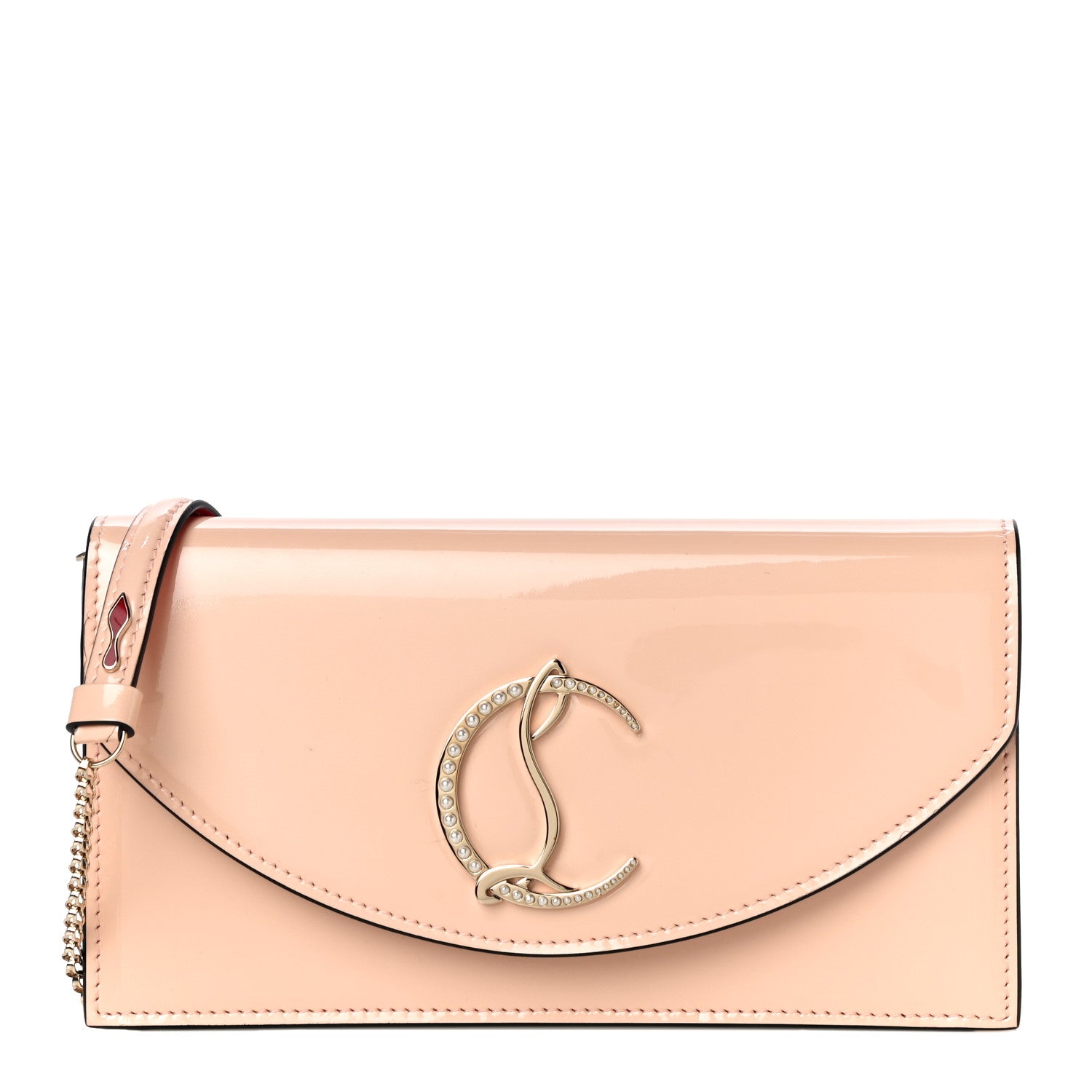 Christian Louboutin Patent Calfskin Loubi54 Crossbody Clutch Nude 1 of 9