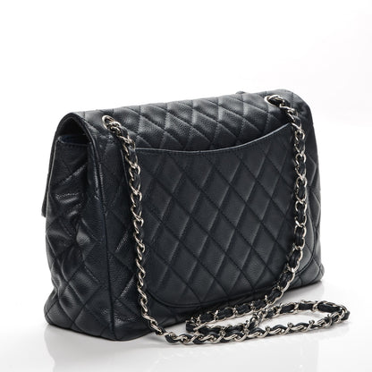 Chanel Washed Caviar Maxi Single Flap Navy 3 of 7