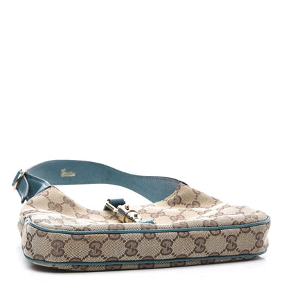 Gucci Monogram Web Small Piston Jackie O Hobo Turquoise 3 of 10