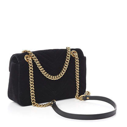Gucci Velvet Matelasse Small GG Marmont Shoulder Bag Black 3 of 9