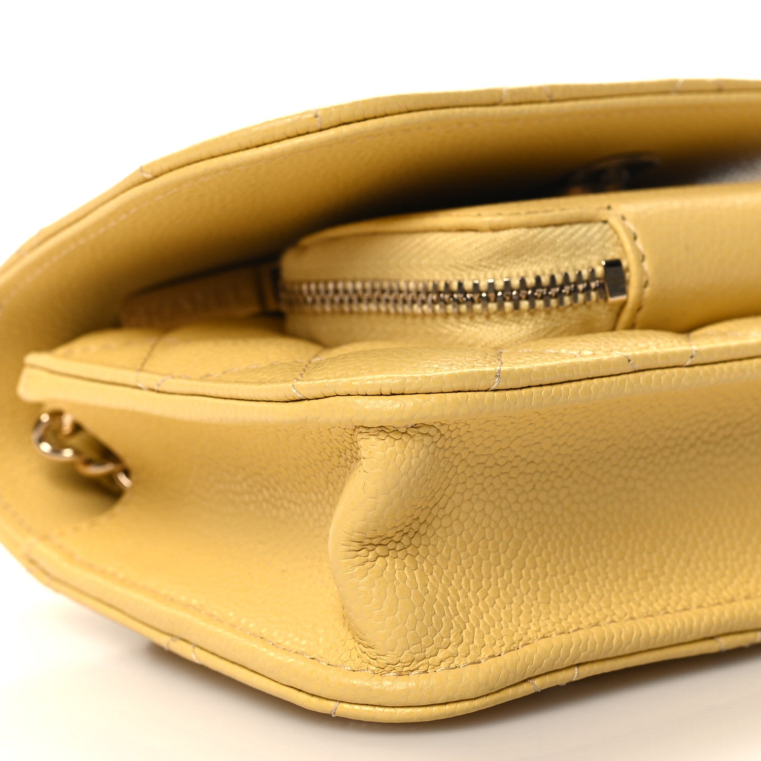 Chanel Caviar Quilted Business Affinity Clutch With Chain Flap Yellow 10 of 12