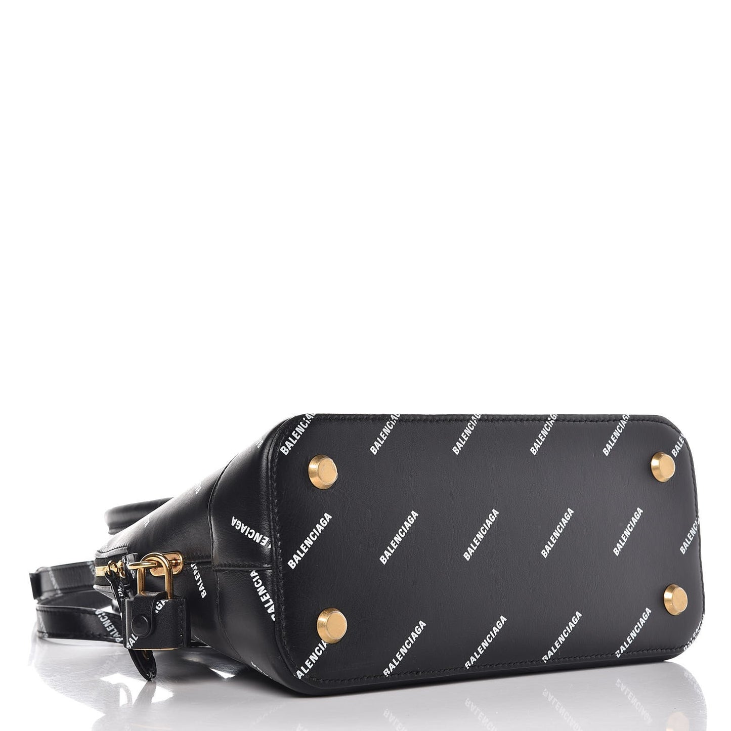 Calfskin Allover Logo S Ville Top Handle Bag Black White