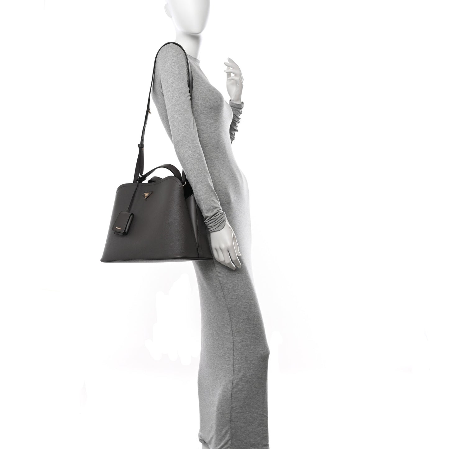 Saffiano Cuir Calfskin Matinee Tote Fumo Black
