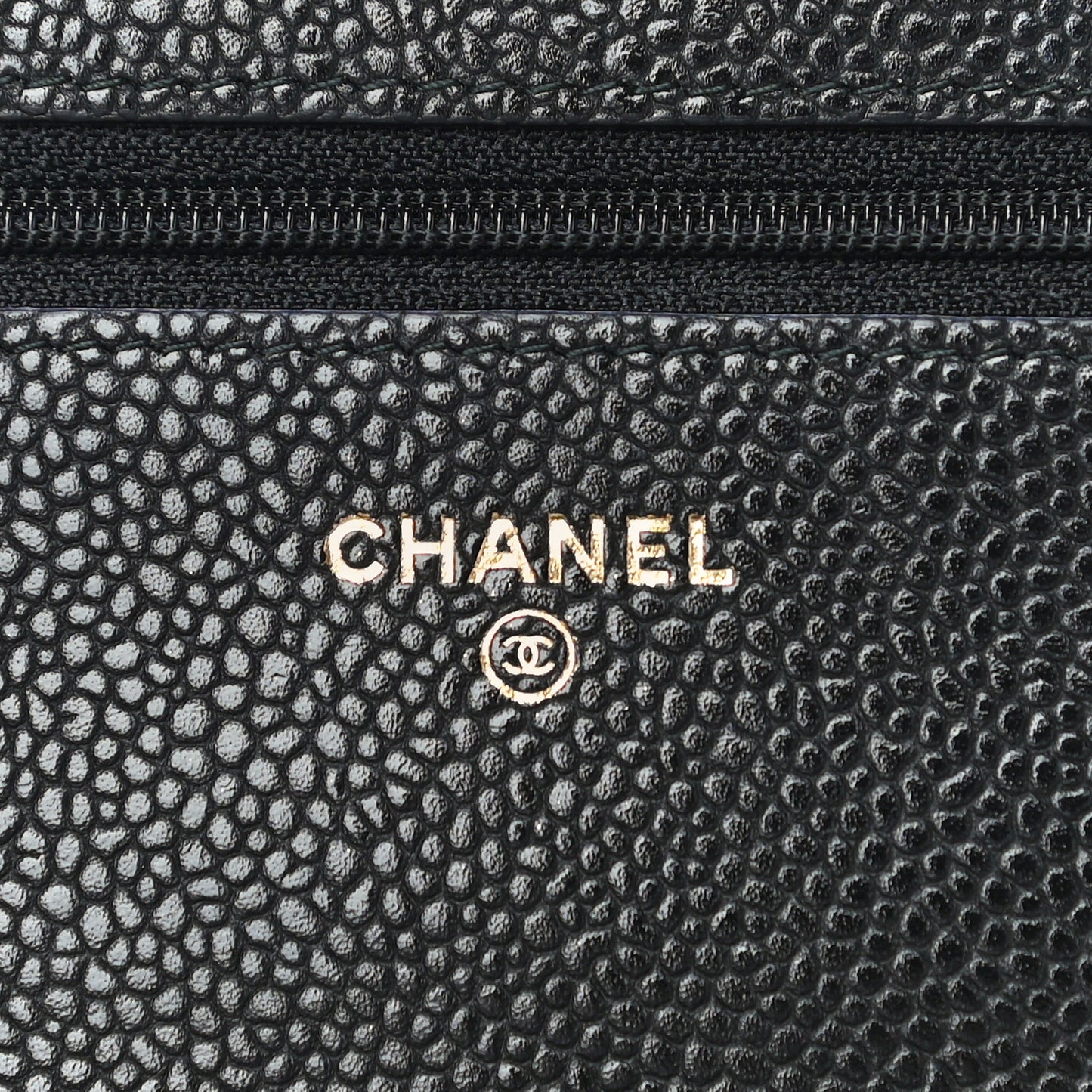 Caviar Quilted Golden Class Wallet On Chain WOC Black