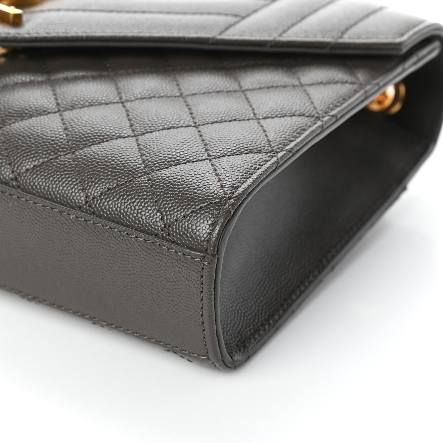 Saint Laurent Grain De Poudre Textured Mixed Matelasse Medium Triquilt Monogram Satchel Earth 9 of 9