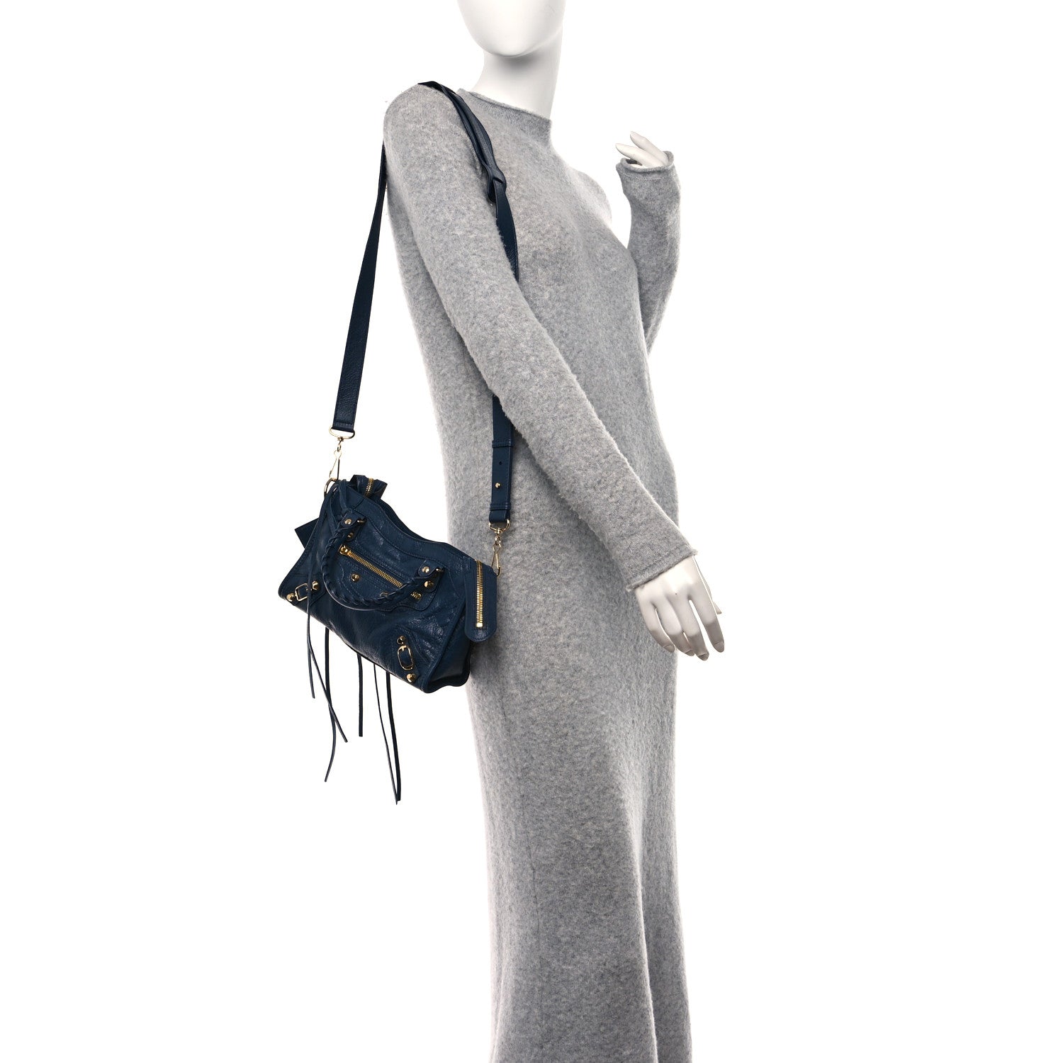 Balenciaga Agneau Classic Gold Hardware Mini City Bleu De Minuit 3 of 10